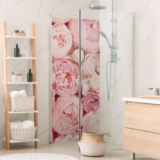 Panneau mural salle de bain Roses Coral Shabby en rose