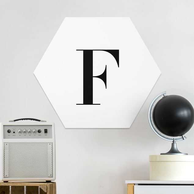 Tableau moderne Lettre Serif Blanc F