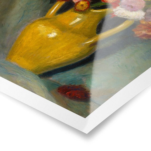 Tableaux nature morte Otto Modersohn - Bouquet coloré dans une cruche en argile jaune