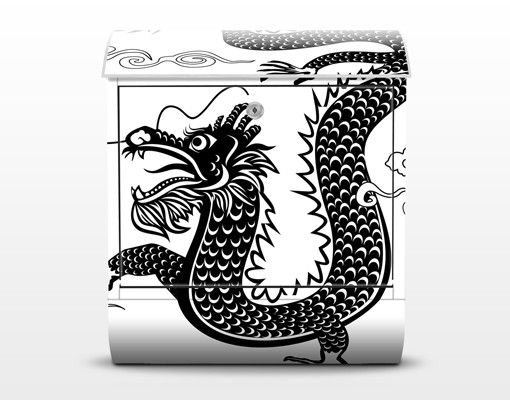Boite aux lettres noire Dragon asiatique