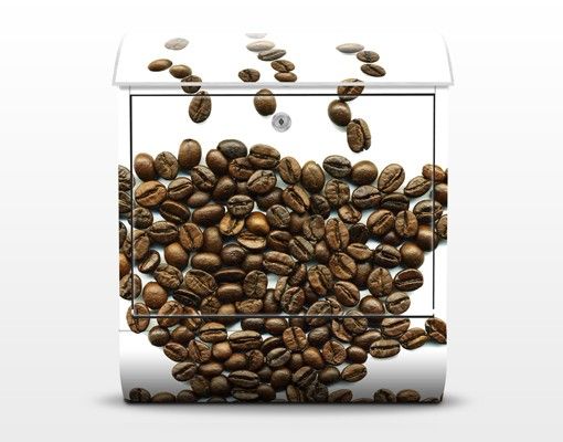 Boite aux lettres blanche Tasse de grains de café