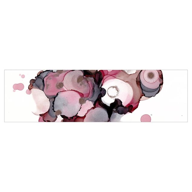 Revêtement mural cuisine - Pink Beige Drops With Pink Gold