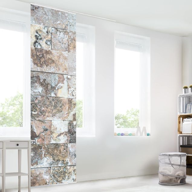 Panneaux coulissants avec dessins Mur de pierre naturelle en marbre