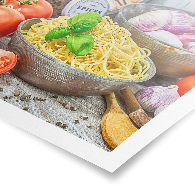 Tableaux multicolore Spaghetti au basilic