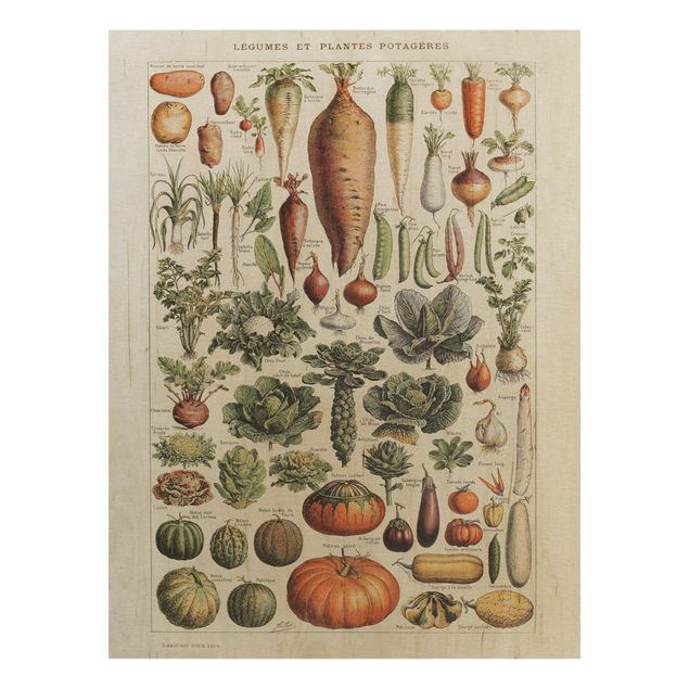 Tableaux en bois avec fleurs Tableau Vintage Légumes