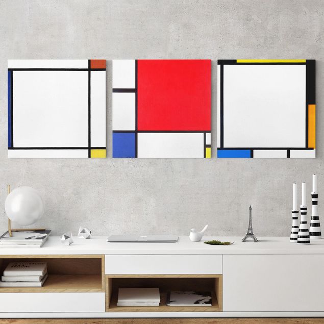 Impression sur toile 3 parties - Piet Mondrian - Square Compositions