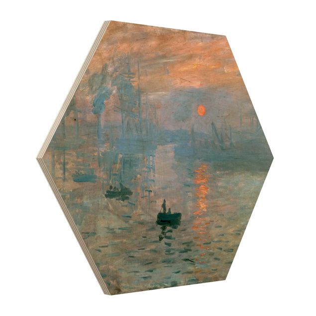Tableaux en bois avec paysage Claude Monet - Impression (lever de soleil)