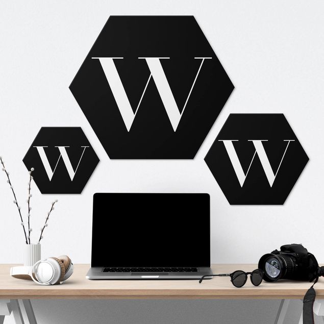 Hexagone en alu Dibond - Letter Serif Black W