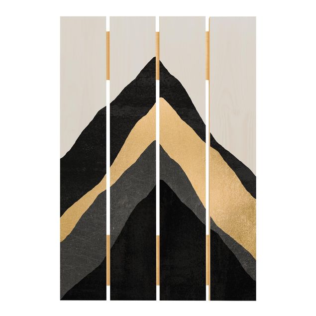 Tableaux bois Montagne d'or noir et blanc