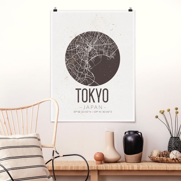 Décorations cuisine Plan de ville de Tokyo - Rétro