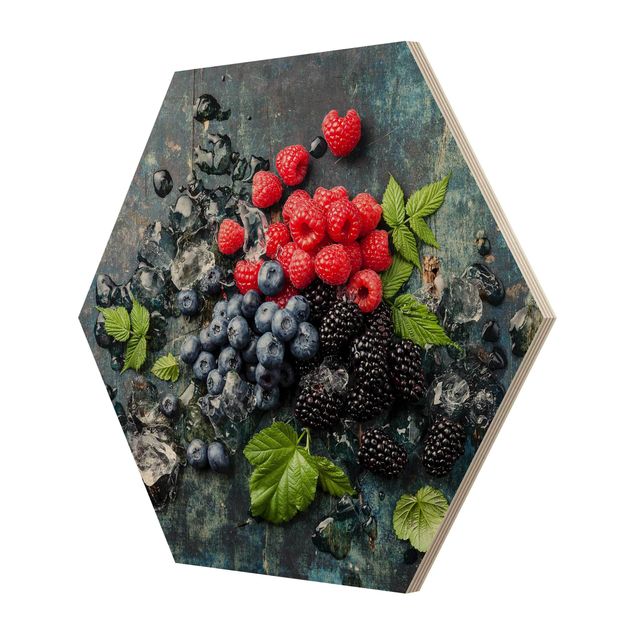 Hexagone en bois - Berry Mix With Ice Cubes Wood
