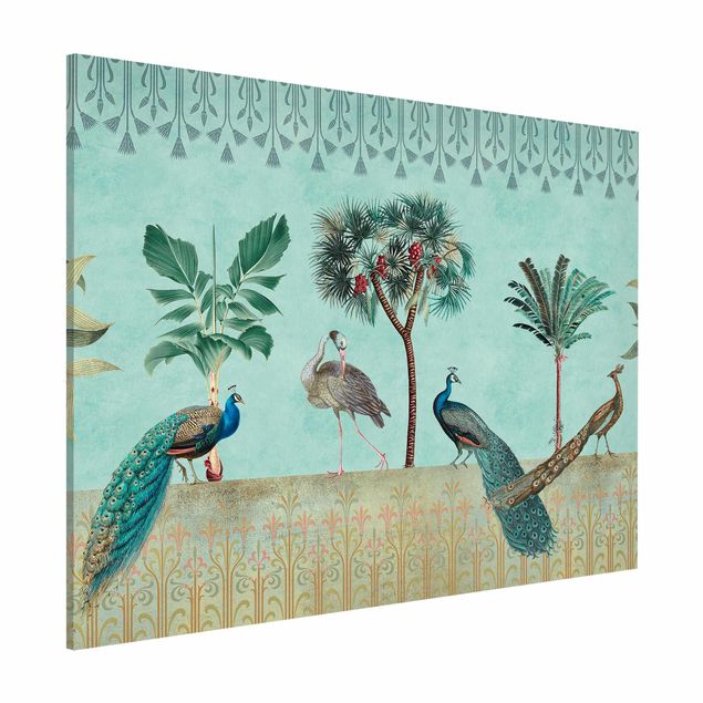 Déco murale cuisine Collage vintage - Oiseau tropical avec palmiers