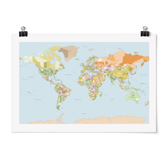 Poster mappemonde Carte politique du monde