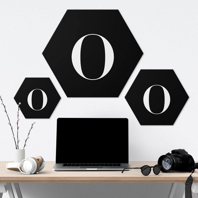 Hexagone en alu Dibond - Letter Serif Black O