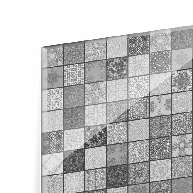 Fonds de hotte - Grey Mediterranian Tiles With Dark Joints - Format paysage 3:2