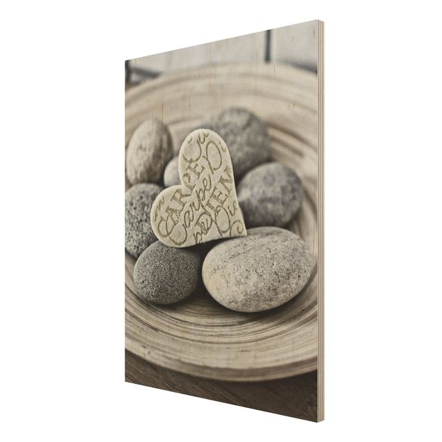 Tableau décoration Carpe Diem Coeur avec pierres