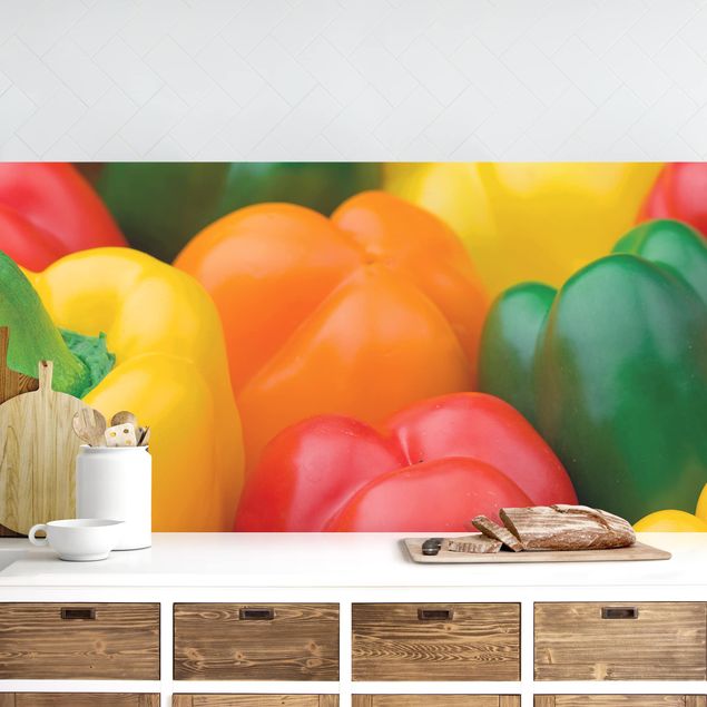 Déco mur cuisine Mélange de poivrons colorés