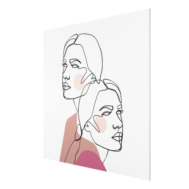 Tableaux moderne Line Art Femme Portrait Joues Rose