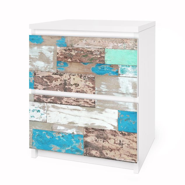 Papier adhésif pour meuble IKEA - Malm commode 2x tiroirs - Maritime Planks