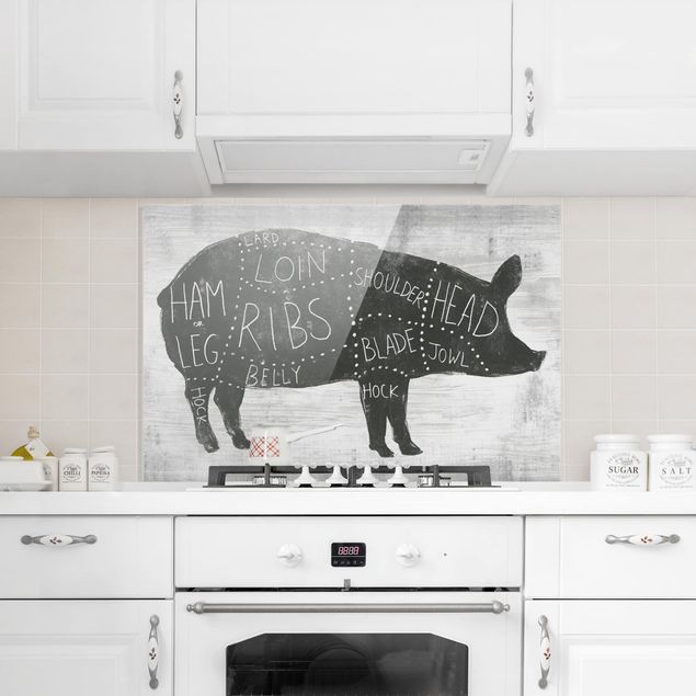 Fond de hotte verre Planche de boucherie - Porc