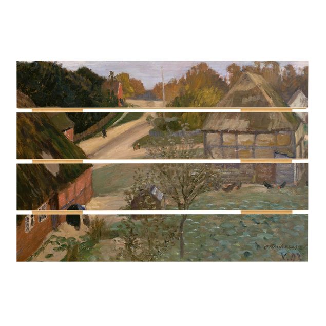 Tableaux en bois avec paysage Otto Modersohn - Alt-Worpswede (L'humeur du soir dans la lande)