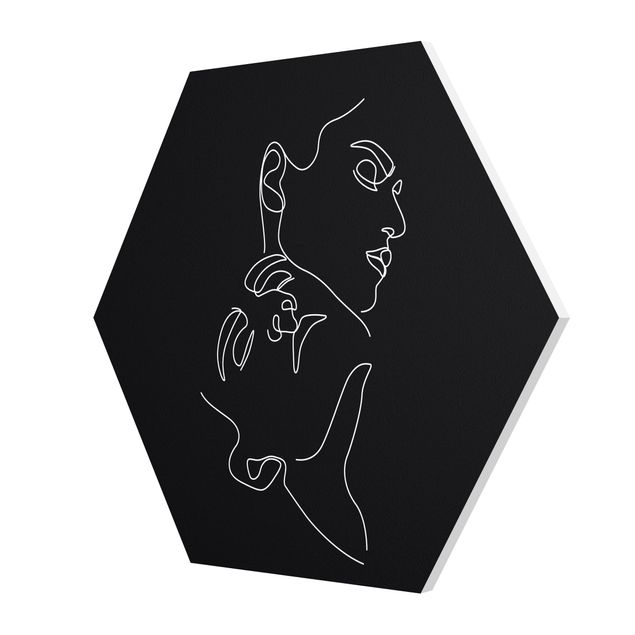 Tableau noir Line Art Femme Visages Noirs