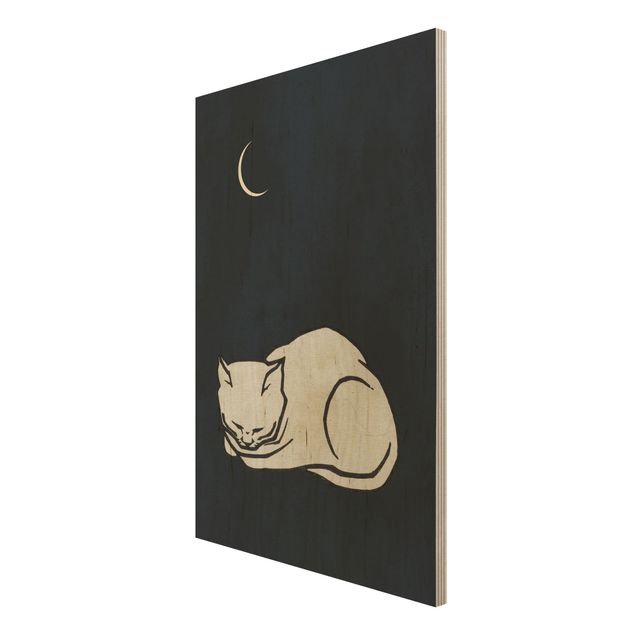 Impression sur bois Illustration d'un chat endormi
