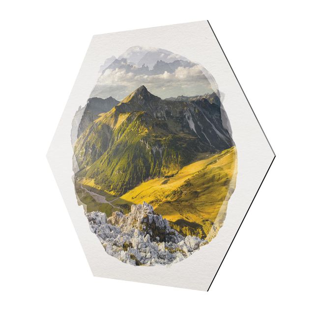 Tableaux de Rainer Mirau Aquarelles - Montagnes et vallée des Alpes de Lechtal au Tyrol