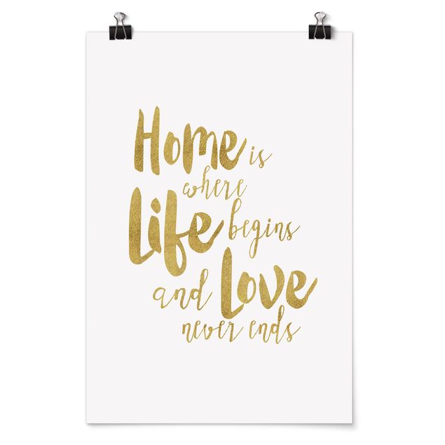 Tableau citations Home Is Where Life Begins Gold