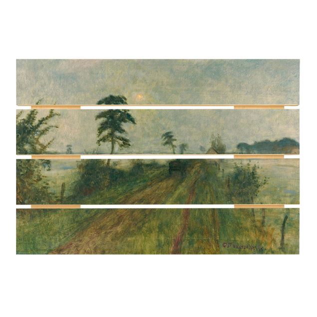 Tableaux en bois avec paysage Otto Modersohn - Humeur du soir dans le Maure