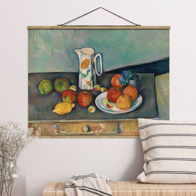 Déco mur cuisine Paul Cézanne - Nature morte avec un pot à lait et des fruits