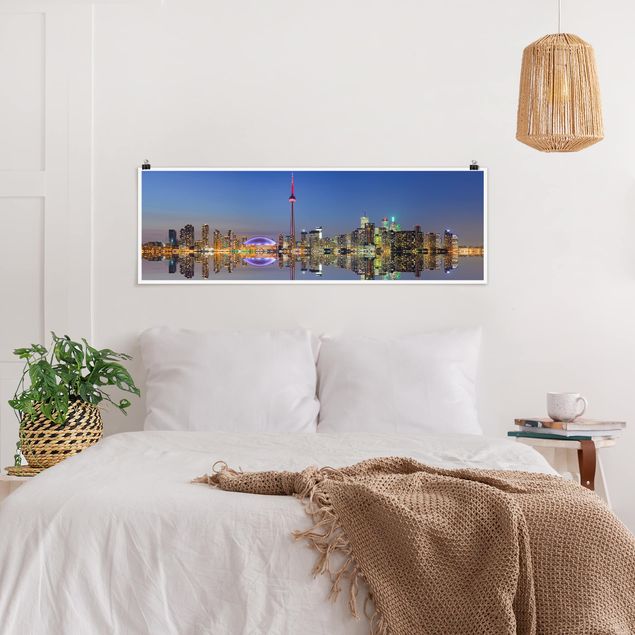 Posters villes Silhouette urbaine de la ville de Toronto devant le lac Ontario