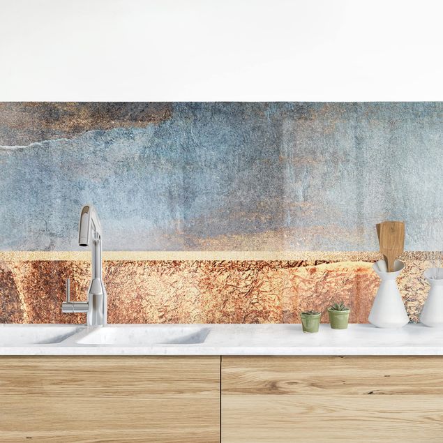 Déco murale cuisine Bord de lac abstrait en or