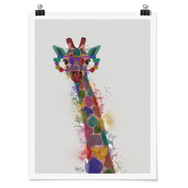 Tableau animaux Taches arc-en-ciel Trio de Girafe