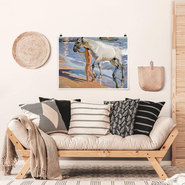 Tableau paysage Joaquin Sorolla - Le bain du cheval