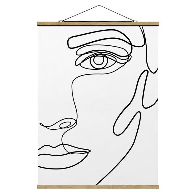 Tableau abstrait Line Art Portrait Femme Noir et Blanc