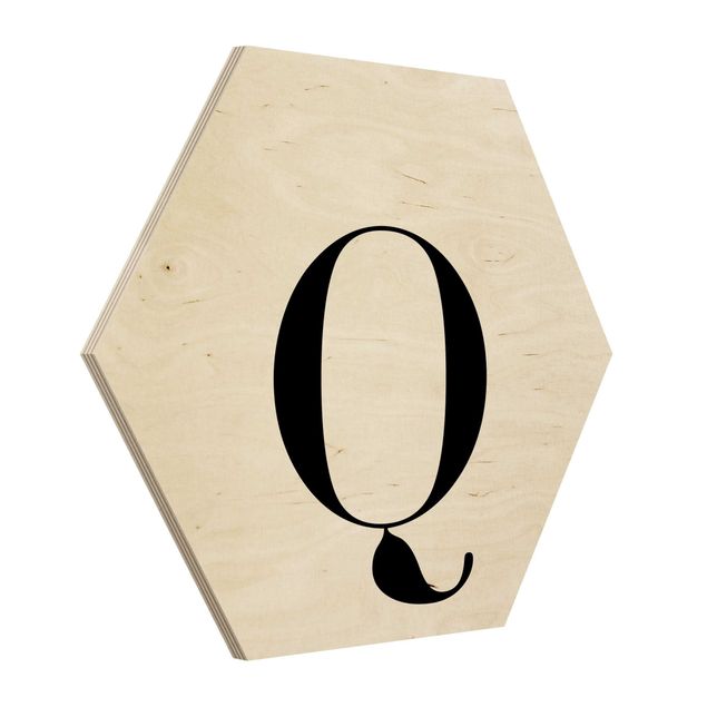 Impression sur bois Lettre Serif Blanc Q