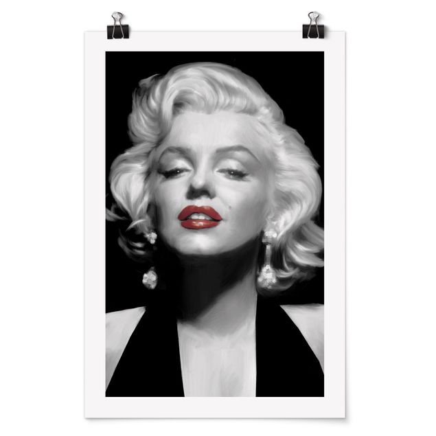 Tableau style vintage Marilyn aux lèvres rouges