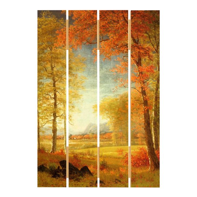 Tableaux en bois avec paysage Albert Bierstadt - Automne dans le comté d'Oneida, New York