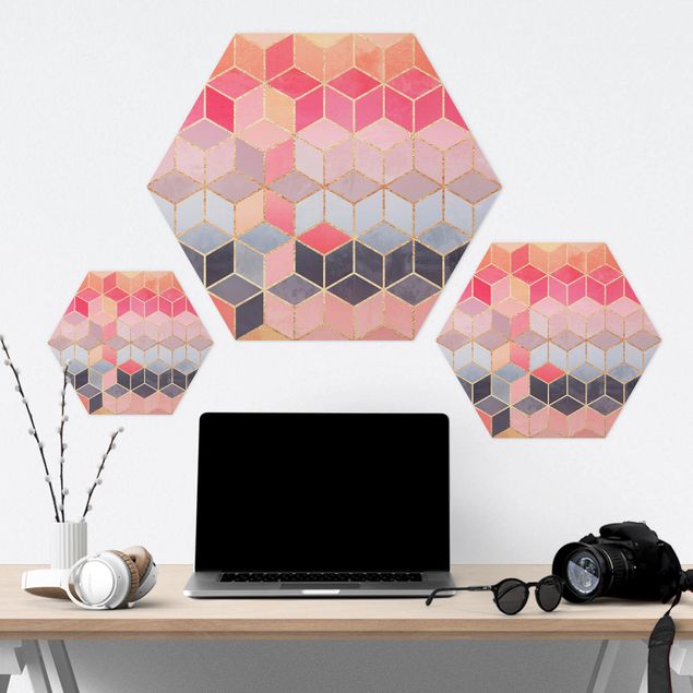 Hexagone en forex - Colourful Pastel Golden Geometrie