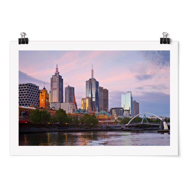 Poster villes Melbourne au coucher du soleil
