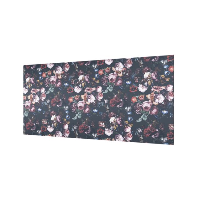 Fonds de hotte - Old Masters Flowers With Tulips And Roses On Dark Gray - Format paysage 2:1