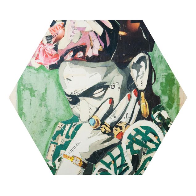 Tableaux verts Frida Kahlo - Collage No.3