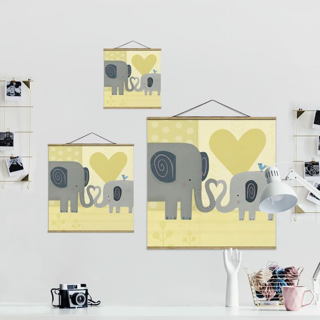 Tableau décoration Maman et moi - Éléphants