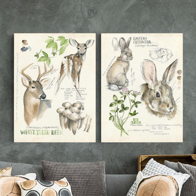 Déco mur cuisine Wilderness Journal - cerfs et lapins Lot II