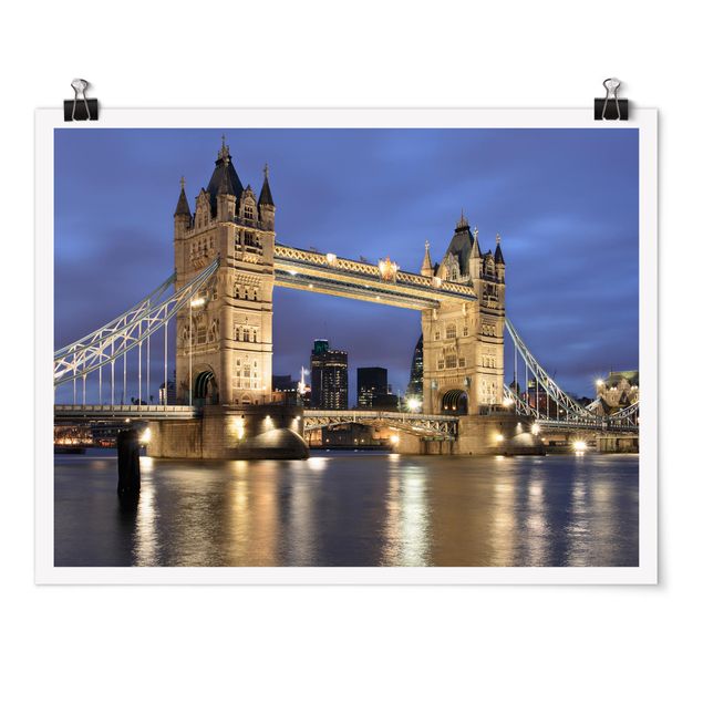 Poster architecture Tower Bridge la nuit