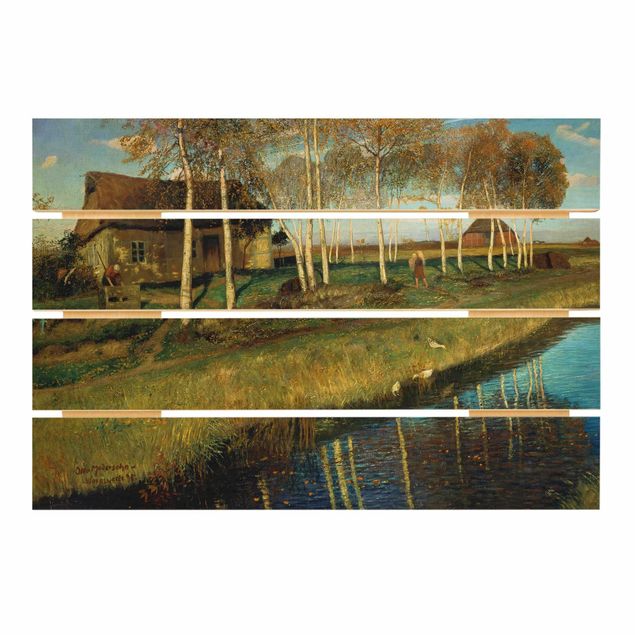 Tableaux en bois avec paysage Otto Modersohn - Matin d'automne dans la lande