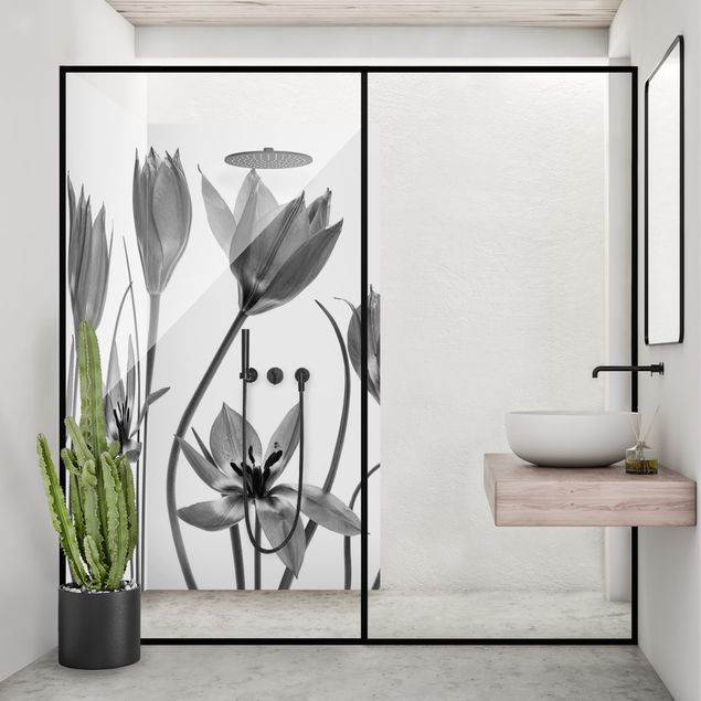 Revêtement mural de douche - Seven Tulips Black And White