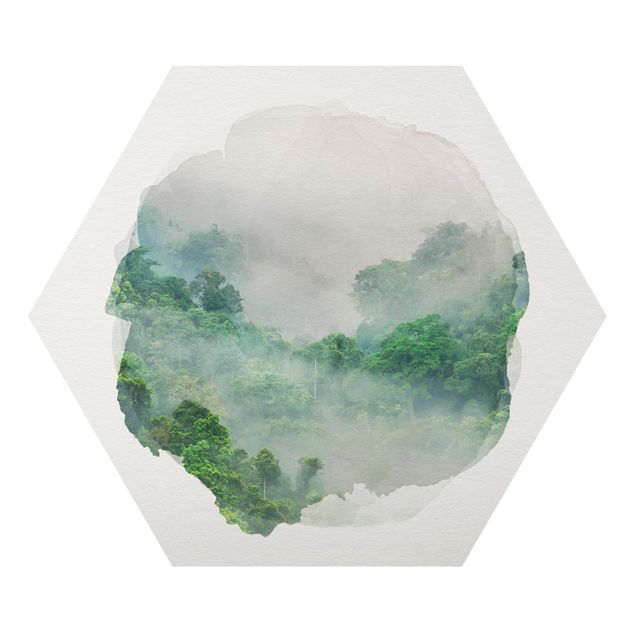 Tableau moderne Aquarelle - Jungle dans la brume