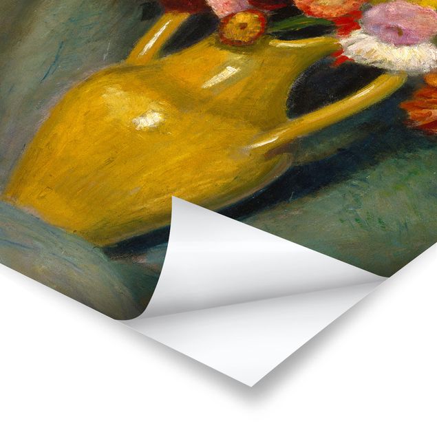 Tableaux multicolore Otto Modersohn - Bouquet coloré dans une cruche en argile jaune